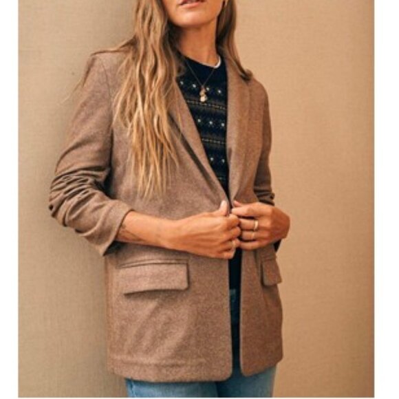 Faherty Dream Flannel Blazer, Camel, Size Medium - Picture 1 of 10